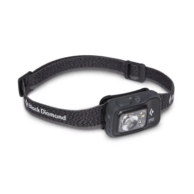 Black Diamond Spot 400 headlamp in Graphite with its headband