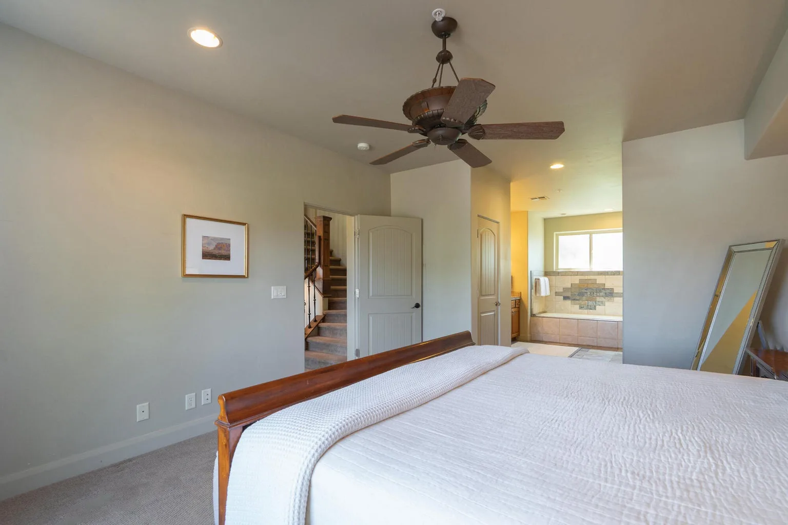 Spacious master suite with a large connected master bathroom